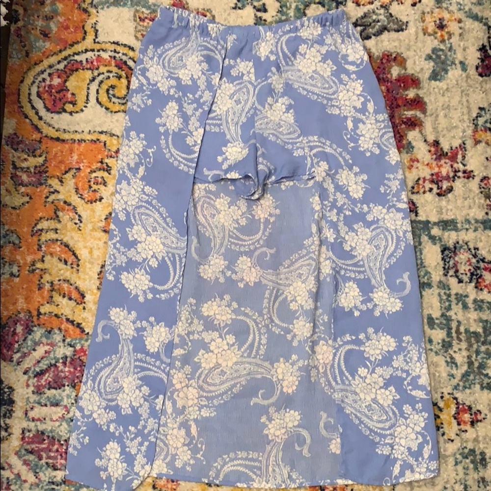 Shorts with attached long skirt.